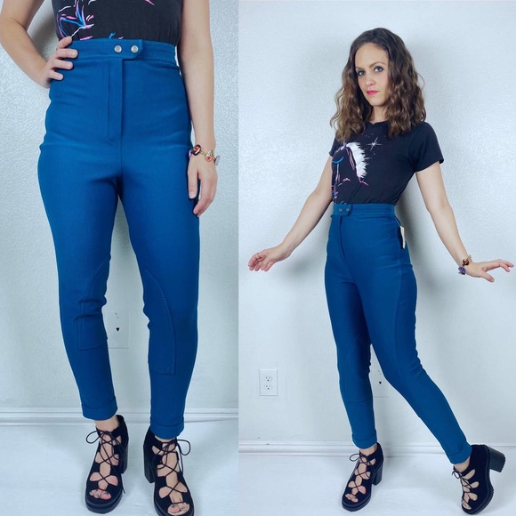 nwt vintage 90s Express JADE Riding PANTS Med ribbed high waist stretch leggings - Picture 9 of 10